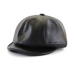 Ueither Herren Einstellbare Baseballkappe PU-Leder Newsboy Cap Mütze 56-60 cm (Schwarz) von Ueither
