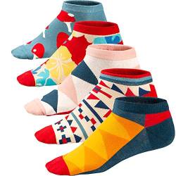 Ueither Lustigen Herren Socken Bunte Gemusterte Kurze Baumwolle Socken Sneakersocken Sportsocken 39-46 (Farbe 1) von Ueither