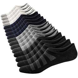 Ueither Sneaker Socken für Herren Atmungsaktiv Knöchel Socken Unsichtbar kurze Socken Baumwolle laufen Sport Socken - No Show (Schwarz/Weiß/Grau/Navy Blau (2 Paar Jeder),44-48) von Ueither