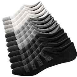 Ueither Sneaker Socken für Herren Atmungsaktiv Knöchel Socken Unsichtbar kurze Socken Baumwolle laufen Sport Socken - No Show (Schwarz/Weiß/Grau (2 Paar Jeder),38-44) von Ueither