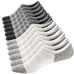 Ueither Sneaker Socken für Herren Atmungsaktiv Knöchel Socken Unsichtbar kurze Socken Baumwolle laufen Sport Socken - No Show (Weiß/Grau (3 Paar Jeder),38-44) von Ueither