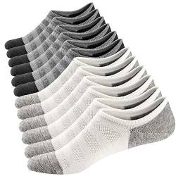 Ueither Sneaker Socken für Herren Atmungsaktiv Knöchel Socken Unsichtbar kurze Socken Baumwolle laufen Sport Socken - No Show (Weiß/Grau (3 Paar Jeder),44-48) von Ueither