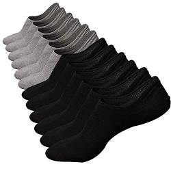 Ueither Sportliche, tief geschnittene Baumwollsocken für Männer mit Herren SneakerSocken Antirutsch-Funktion (Schwarz/Grau (3 Paare Jeder),38-44) von Ueither