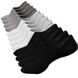 Ueither Sportliche, tief geschnittene Baumwollsocken für Männer mit Herren SneakerSocken Antirutsch-Funktion (Schwarz/Weiß/Grau (2 Paare Jeder),44-48) von Ueither