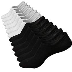 Ueither Sportliche, tief geschnittene Baumwollsocken für Männer mit Herren SneakerSocken Antirutsch-Funktion (Schwarz/Weiß (3 Paare Jeder),44-48) von Ueither