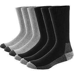 Ueither Unisex Baumwolle Sportsocken Cushion Crew Socken für Damen und Herren 6er Pack (38-44, Schwarz/Grau (3 Paar Jeder)) von Ueither