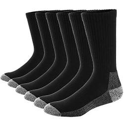Ueither Unisex Baumwolle Sportsocken Cushion Crew Socken für Damen und Herren 6er Pack (44-48, Schwarz（6 Paar) von Ueither