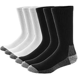 Ueither Unisex Baumwolle Sportsocken Cushion Crew Socken für Damen und Herren 6er Pack (44-48, Schwarz/Weiß (3 Paar Jeder)) von Ueither