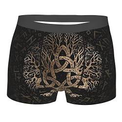 Uezenu Neuheit Liebesstil Herren Boxer Shorts Lustige 3D Gedruckte Wikinger Tattoo Boxer Humorfreie Boxer Shorts Unterwäsche (Color : Tree of Life, Size : L) von Uezenu