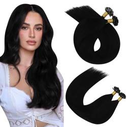 Ugeat 35cm Flat Tip Keratin Bonding Extensions Echthaar Farbe 1 Schwarz Remy Extensions Echthaar Bondings 50Gramm/50Strähnen Harreverlengerung Echthaar Keratin Extensions von Ugeat