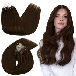 Ugeat 50cm Extensions Echthaar Microrings Haarverlängerung Echthaar Bonding Dunkelbraun 50Strähnen Microring Extension Echthaar Micro Bead 50Gramm Micro Bondings Echthaar Farbe 4 von Ugeat