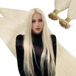 Ugeat Bonding Extensions Echthaar Blond Extension Echthaar Keratin Extensions Platinblond Haarverlängerung Echthaar Extensions Bonding Farbe 45cm 50Strähnen 50Gramm von Ugeat