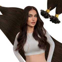 Ugeat Echthaar Extensions Braun Bonding Extensions Echthaar 50cm Dunkelbraun Haarverlängerung Echthaar Braun 50 gramm 50 stück #2 von Ugeat