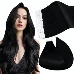 Ugeat Extension Tape Echthaar 60cm Schwarz Invisible Tape Extensions Echthaar Invisible Tape Extensions Echthaar Schwarz 20 stk 50 gramm #1 von Ugeat