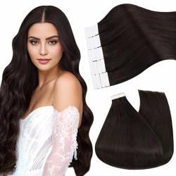 Ugeat Tape Extensions Echthaar Braun Echthaar Extensions Tape Dunkelbraun Invisible Tape Extensions 20 stk 50 cm 50 gramm #2 von Ugeat