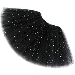 Ugitopi Damen Erwachsene Glitzernder Elastischer 4-lagiger Tüll Tutu Rock (Black) von Ugitopi