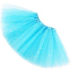 Ugitopi Damen Erwachsene Glitzernder Elastischer 4-lagiger Tüll Tutu Rock (Water Blue) von Ugitopi