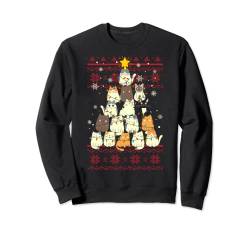 Ugly Christmas Sweater Cat X-mas Sweater Mom Dad Boy Girl Sweatshirt von Ugly Christmas Sweater Funny Cats Xmas Sweaters