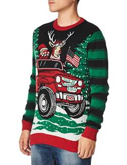 Ugly Christmas Sweater Herren Verschiedene beleuchtete Weihnachts-Rundhals mehrfarbigen LED-Blinklichtern Pullover, Schwarz Dies ist wie wir Roll, Groß von Ugly Christmas Sweater