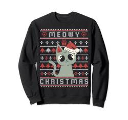 Meowy Christmas - Weihnachts Katze mit Mütze Ugly Sweater Sweatshirt von Ugly Christmas XMas Sweater Design & Bekleidung