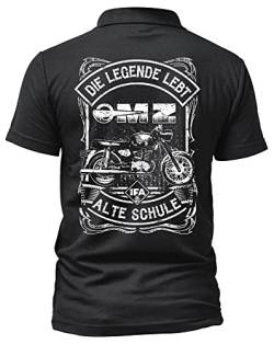 Alte Schule MZ Herren Poloshirt | DDR Shirt - Logo - Kurzarm - Nostalgie - Ossi - Motorrad - Moped - IFA Shirt | TS 250 Schwarz (3XL) von Uglyshirt