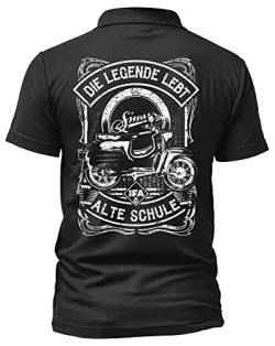 Alte Schule Simson Herren Poloshirt | DDR Shirt - Logo - Kurzarm - Nostalgie - Ossi - Motorrad - Moped - IFA Shirt | Schwalbe Schwarz (L) von Uglyshirt