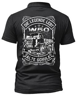 Alte Schule W50 Herren Poloshirt | DDR Shirt - Logo - Kurzarm - Nostalgie - Ossi - LKW Shirt - IFA Shirt | W50 Schwarz (3XL) von Uglyshirt