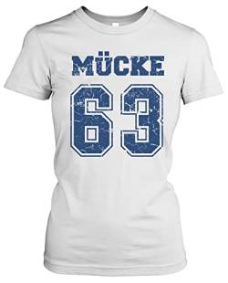 Mücke 63 Damen T-Shirt | Kult Weltkulturerbe Football Shirt Girlie | M1 Weiß (L) von Uglyshirt