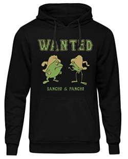 Sancho und Pancho Herren Kapuzenpullover | Frog Frösche Pullover Oldschool Kult Cartoon Hoodie | Schwarz (L) von Uglyshirt