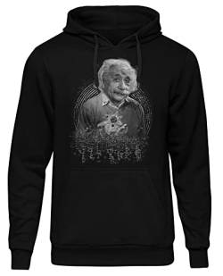 Uglyshirt Albert Einstein Herren Kapuzenpullover | Chemiker Hoodie Mathe Pullover Lustig Physiker Chemie Physik Wissenschaft Mathematik | M3 Schwarz (S) von Uglyshirt