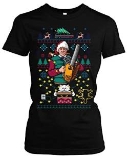 8 Bit Griswold Damen T-Shirt | Schöne Bescherung T-Shirt - Weihnachts Tshirt Damen - Xmas Girlie Shirt | Girlie (L) von Uglyshirt87