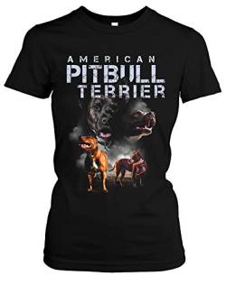 American Pitbull Terrier Damen Girlie T-Shirt | Pitbull Tshirt Damen- Dog Shirt - Hunde Shirt Damen - Pittbull Hund | M5 (S) von Uglyshirt87