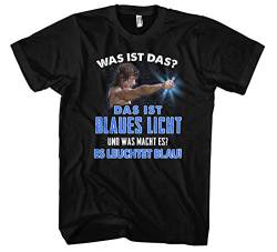 Blaues Licht Herren T-Shirt | Retro 80er | M2 (3XL) Schwarz von Uglyshirt87