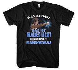 Blaues Licht Herren T-Shirt | Retro 80er | M2 (XL) Schwarz von Uglyshirt87