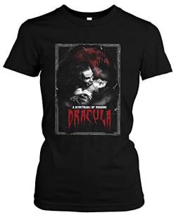 Dracula Damen Girlie T-Shirt | Vampir Tshirt Damen - Halloween - Nightmare - Horror Shirt - Retro | M1 (L) von Uglyshirt87