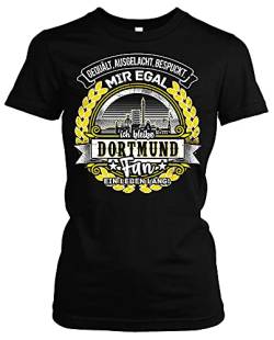 EIN Leben lang Dortmund Damen Girlie T-Shirt | Stadt - Dortmund Skyline - Fussball - Sport - Dortmund Shirt - Ultras | Schwarz (L) von Uglyshirt87