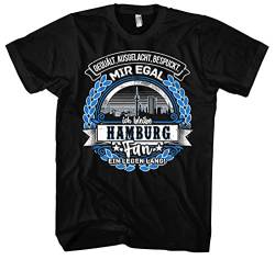 EIN Leben lang Hamburg Herren T-Shirt | Stadt - Hamburg Skyline - Fussball - Sport - Hamburg Shirt - Ultras | Schwarz (4XL) von Uglyshirt87