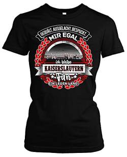 EIN Leben lang Kaiserslautern Damen Girlie T-Shirt | Stadt - Kaiserslautern Skyline - Fussball - Sport - Kaiserslautern Shirt - Ultras | Schwarz (M) von Uglyshirt87