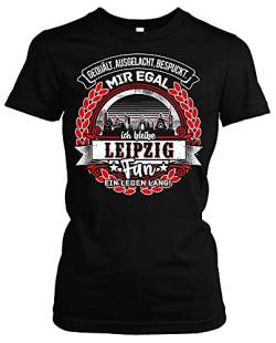 EIN Leben lang Leipzig Damen Girlie T-Shirt | Stadt - Leipzig Skyline - Fussball - Sport - Leipzig Shirt - Ultras | Schwarz (M) von Uglyshirt87