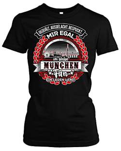 EIN Leben lang München Damen Girlie T-Shirt | Stadt - München Skyline - Fussball - Sport - München Shirt - Ultras | Schwarz (S) von Uglyshirt87