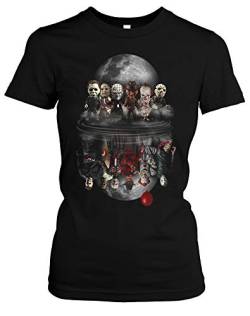 Evil Six Damen Girlie T-Shirt | Horror Halloween Nightmare Freddy Michael Myers Jason Clown Friends (XXL) von Uglyshirt87