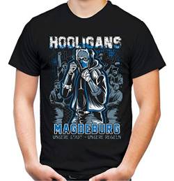 Hooligans Magdeburg Männer und Herren T-Shirt | Fussball Ultras Osten Fan (L, Schwarz) von Uglyshirt87