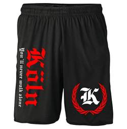 Köln Kranz Shorts | Fussball Sport Sommer Ultras Kurze Hose Sporthose (XXL, Schwarz Kranz M2) von Uglyshirt87