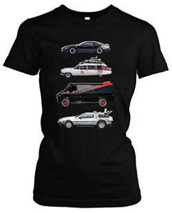 Kult Cars Damen Girlie T-Shirt | Knight Rider Shirt Damen - A-Team Van - zurück in die Zukunft t-Shirt Delorean - mad max Interceptor (Schwarz M2, L) von Uglyshirt87