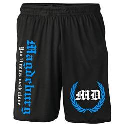 Magdeburg Kranz Shorts | Fussball Sport Sommer Ultras Kurze Hose Sporthose (XXL, Schwarz Kranz M2) von Uglyshirt87