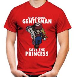 Mario Gentleman Männer und Herren T-Shirt | SNES Luigi Arcade ||| (M, Rot) von Uglyshirt87