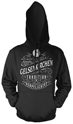 Mein Leben Gelsenkirchen Männer und Herren Kapuzenpullover | Fussball Ultras Geschenk | M1 Front (Schwarz, XXXXL) von Uglyshirt87