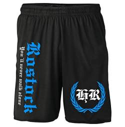 Rostock Kranz Shorts | Fussball Sport Sommer Ultras Kurze Hose Sporthose (XXL, Schwarz Kranz M2) von Uglyshirt87