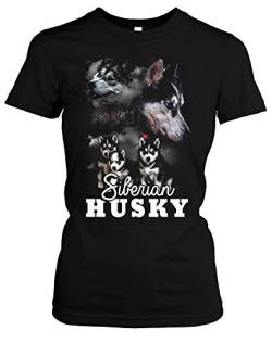 Siberian Husky Damen Girlie T-Shirt | Husky Tshirt Damen - Husky zubehör - Husky Geschenk - Hunde Shirt Damen | M5 (M) von Uglyshirt87