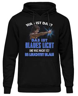 Uglyshirt87 Blaues Licht Kapuzenpullover | Rambo Pullover - Retro 80er - Hoodie | M2 (L) Schwarz von Uglyshirt87